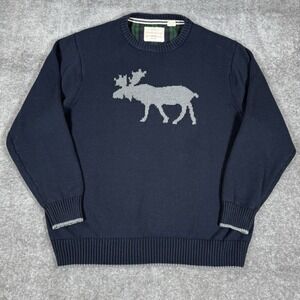 Weatherproof Sweater Men's XL‎ Navy Blue Crew Neck Moose Pullover Long Sleeve